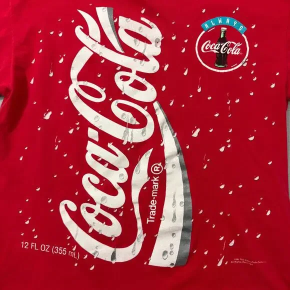 Vintage Coca Cola Big Print Shirt Men's Extra Large Red 1994 Promo Cola Soda Pop - Picture 3 of 11